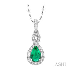 ASHI Pear Shape Gemstone & Halo Diamond Pendant 58535PPFHPDEMWG