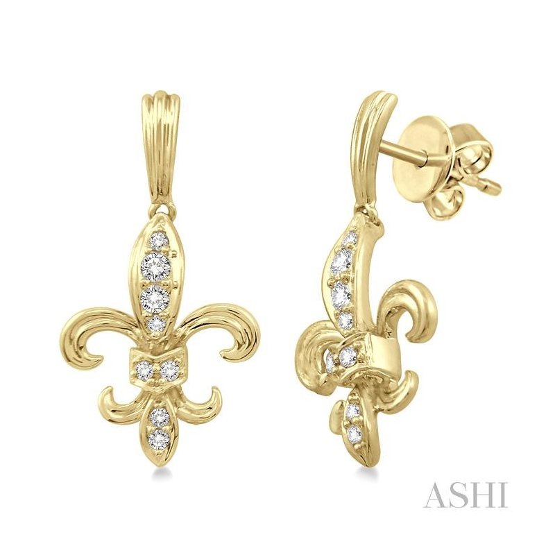 ASHI Fleur De Lis Diamond Earrings 94706PPFVERYG