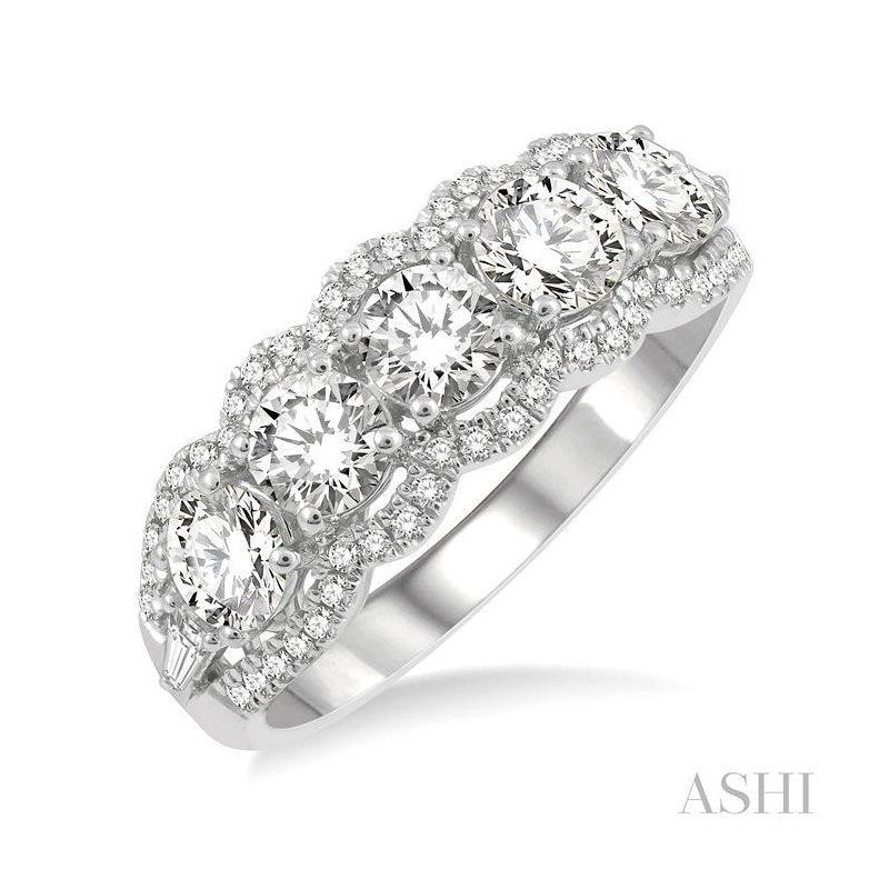 ASHI Round Shape 5 Stone Diamond Fashion Ring 373B0PPFGWG-1.50