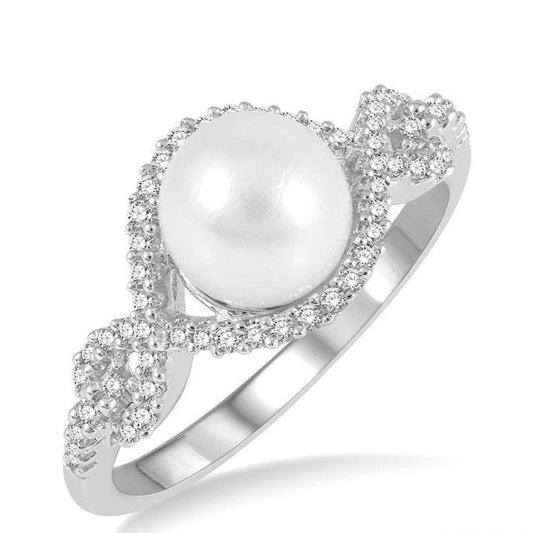 Parkplace Jewelers Pearl & Halo Diamond Fashion Ring 56947PPTSWPWG
