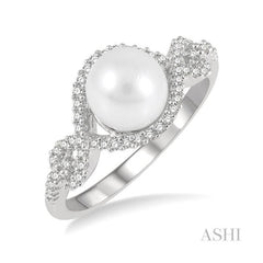 ASHI Pearl & Halo Diamond Fashion Ring 56947PPTSWPWG