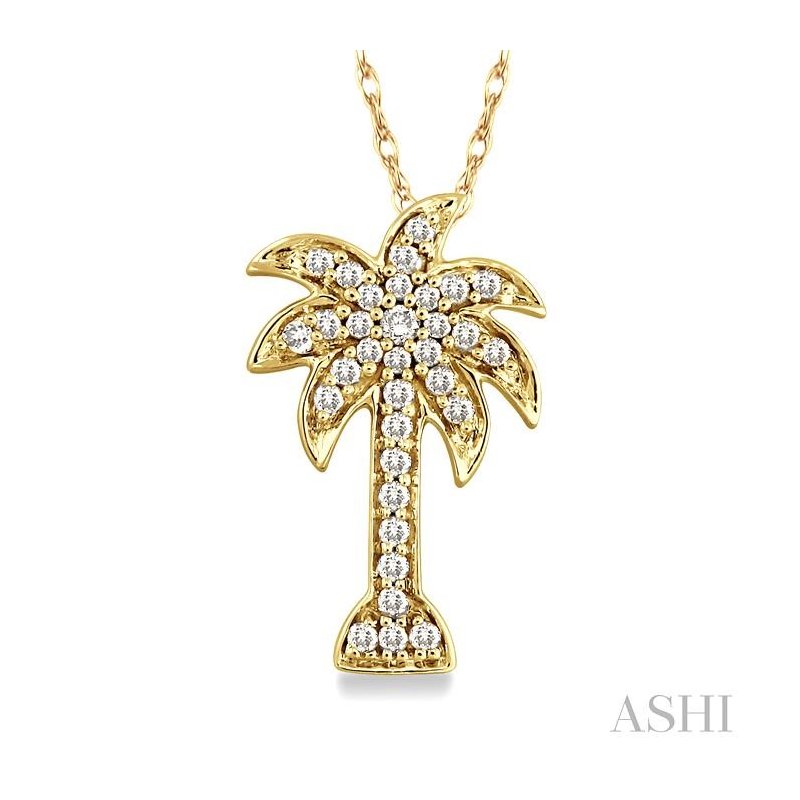 ASHI Palm Tree Diamond Fashion Pendant 63788PPFSPDYG
