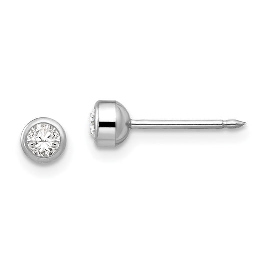 454E Inverness 14k White Gold 4mm April Crystal Bezel Earrings