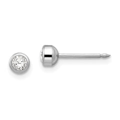 454E Inverness 14k White Gold 4mm April Crystal Bezel Earrings