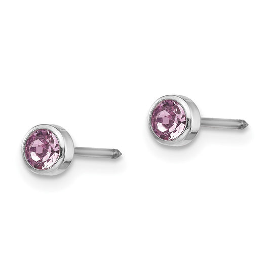 456E Inverness 14k White Gold 4mm June Crystal Bezel Earrings