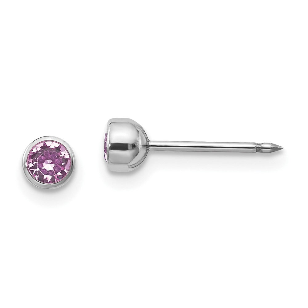 456E Inverness 14k White Gold 4mm June Crystal Bezel Earrings