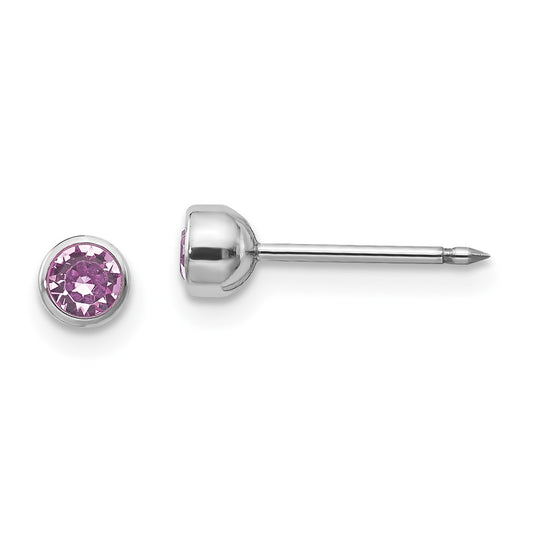 456E Inverness 14k White Gold 4mm June Crystal Bezel Earrings