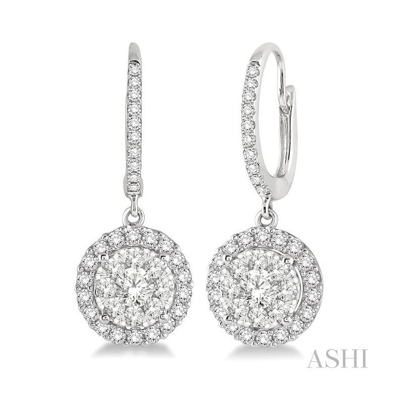 ASHI Round Shape Halo Lovebright Essential Diamond Earrings 96292PPFVERWG