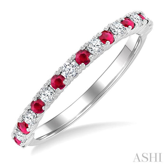 ASHI Alternate Gemstone & Diamond Band 46306PPTGRBWG