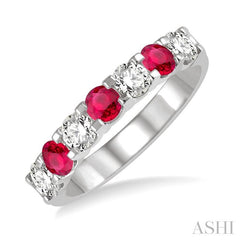 ASHI 7 Alternate Gemstone & Diamond Wedding Band 46483PPFGRBWG