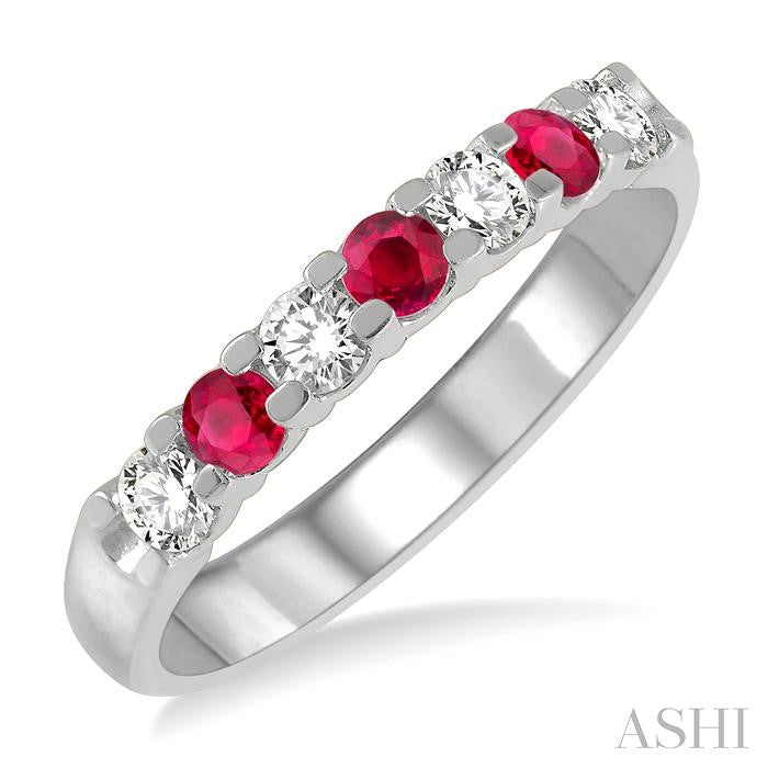 ASHI 7 Alternate Gemstone & Diamond Wedding Band 46484PPFGRBWG