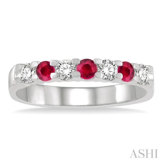 ASHI 7 Alternate Gemstone & Diamond Wedding Band 46484PPFGRBWG