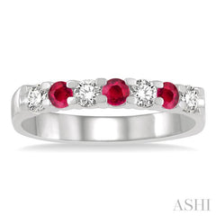 ASHI 7 Alternate Gemstone & Diamond Wedding Band 46484PPFGRBWG