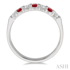 ASHI 7 Alternate Gemstone & Diamond Wedding Band 46484PPFGRBWG