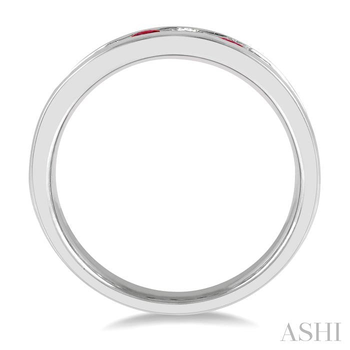 ASHI Channel Set Alternate Gemstone & Diamond Wedding Band 46493PPFGRBWG