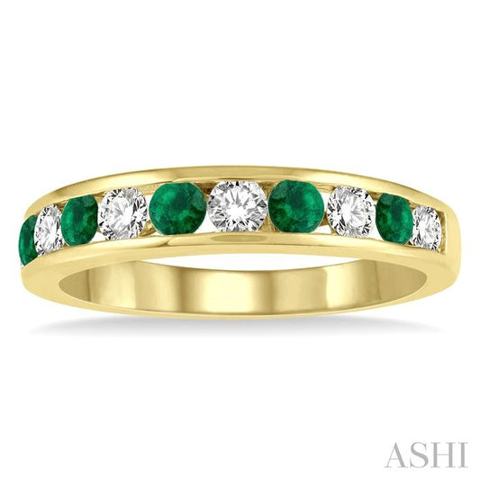 ASHI Channel Set Alternate Gemstone & Diamond Wedding Band 46494PPFGEMYG