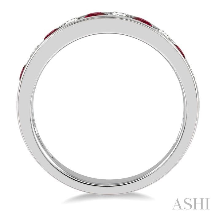 ASHI Channel Set Alternate Gemstone & Diamond Wedding Band 46494PPFGRBWG