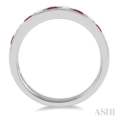 ASHI Channel Set Alternate Gemstone & Diamond Wedding Band 46494PPFGRBWG