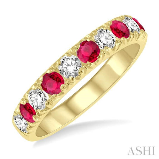 ASHI 11 Alternate Gemstone & Diamond Wedding Band 46503PPFGRBYG