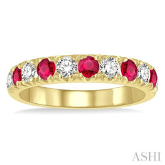 ASHI 11 Alternate Gemstone & Diamond Wedding Band 46503PPFGRBYG
