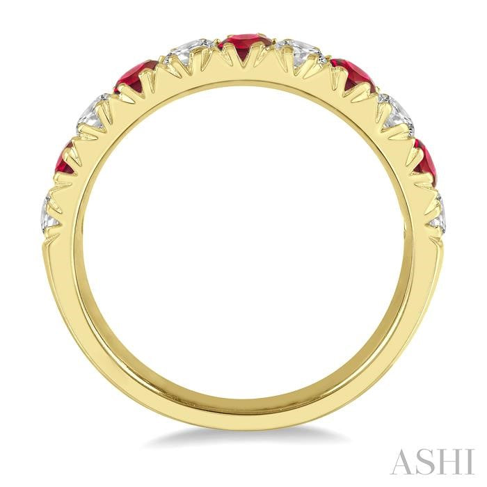 ASHI 11 Alternate Gemstone & Diamond Wedding Band 46503PPFGRBYG