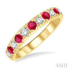ASHI 11 Alternate Gemstone & Diamond Wedding Band 46504PPFGRBYG