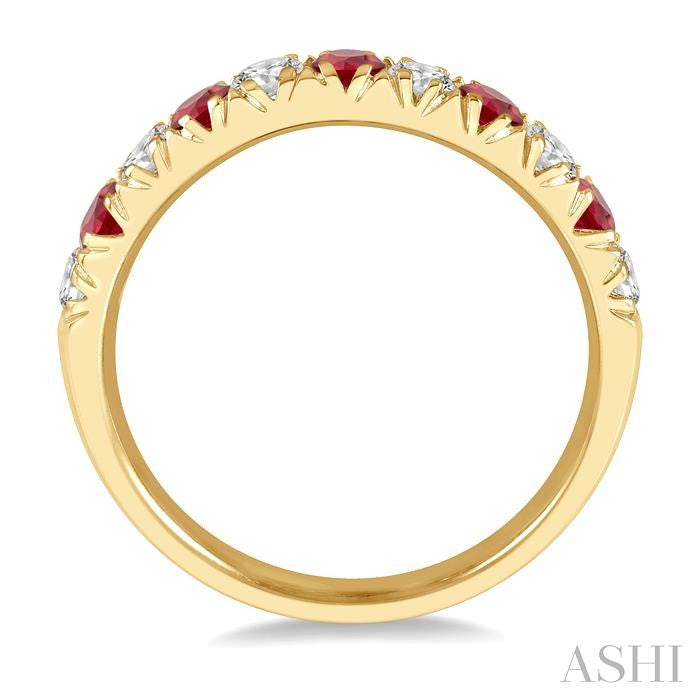 ASHI 11 Alternate Gemstone & Diamond Wedding Band 46504PPFGRBYG