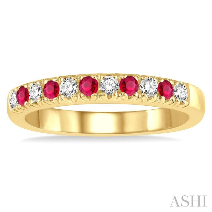 ASHI 11 Alternate Gemstone & Diamond Wedding Band 46507PPFGRBYG