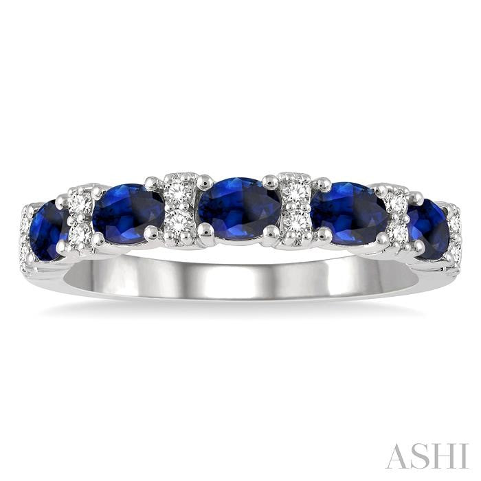 ASHI Oval Shape East-West Gemstone & Diamond Wedding Band 46528PPFGSPWG