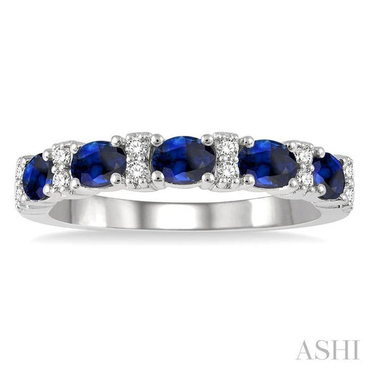 ASHI Oval Shape East-West Gemstone & Diamond Wedding Band 46528PPFGSPWG