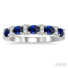 ASHI Oval Shape East-West Gemstone & Diamond Wedding Band 46528PPFGSPWG