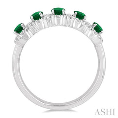 ASHI Oval Shape 5 Gemstone & Halo Diamond Wedding Band 46585PPFGEMWG