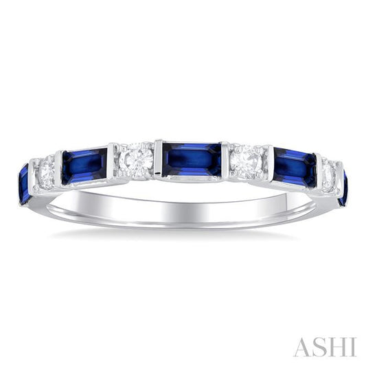 ASHI Emerald Shape Art Deco Gemstone & Diamond Band 46607PPFGSPWG