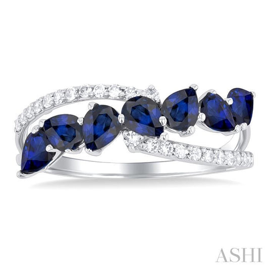 ASHI Pear Shape Gemstone & Diamond Fashion Ring 46618PPFSSPWG
