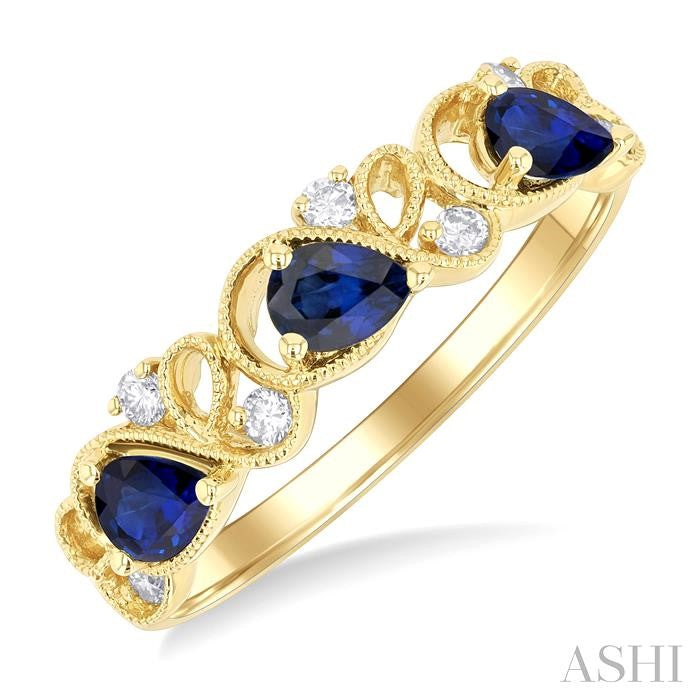 ASHI Pear Shape Gemstone & Diamond Band 46638PPFGSPYG