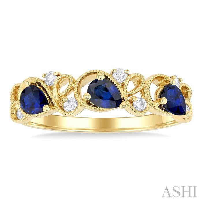 ASHI Pear Shape Gemstone & Diamond Band 46638PPFGSPYG