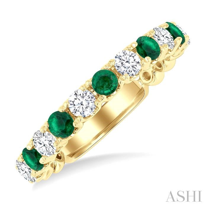ASHI Alternate Gemstone & Diamond Wedding Band 46653PPFGEMYG