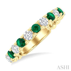ASHI Alternate Gemstone & Diamond Wedding Band 46653PPFGEMYG
