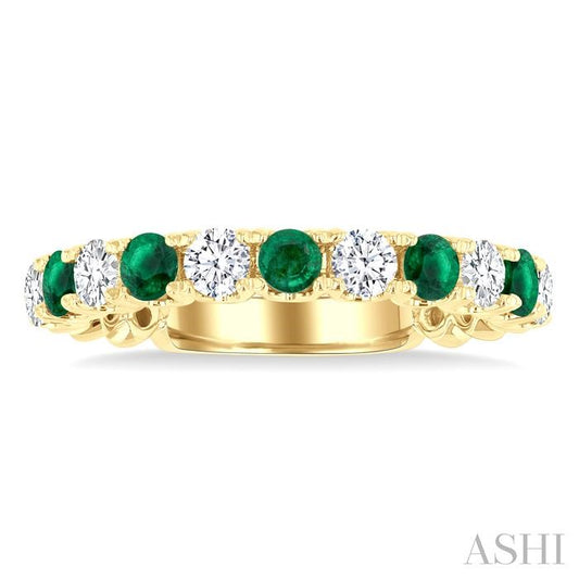 ASHI Alternate Gemstone & Diamond Wedding Band 46653PPFGEMYG