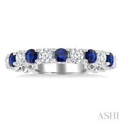 ASHI Alternate Gemstone & Diamond Wedding Band 46653PPFGSPWG