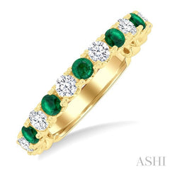 ASHI Alternate Gemstone & Diamond Wedding Band 46654PPFGEMYG