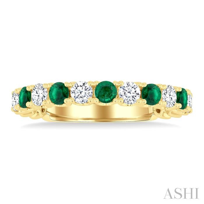 ASHI Alternate Gemstone & Diamond Wedding Band 46654PPFGEMYG