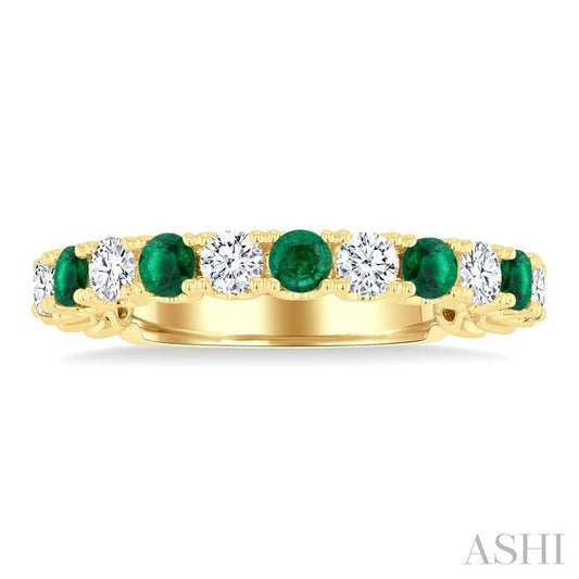 ASHI Alternate Gemstone & Diamond Wedding Band 46654PPFGEMYG