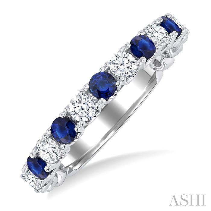 ASHI Alternate Gemstone & Diamond Wedding Band 46654PPFGSPWG