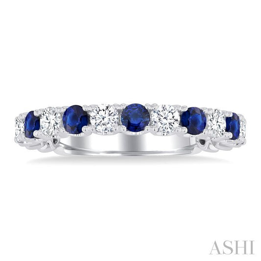 ASHI Alternate Gemstone & Diamond Wedding Band 46654PPFGSPWG