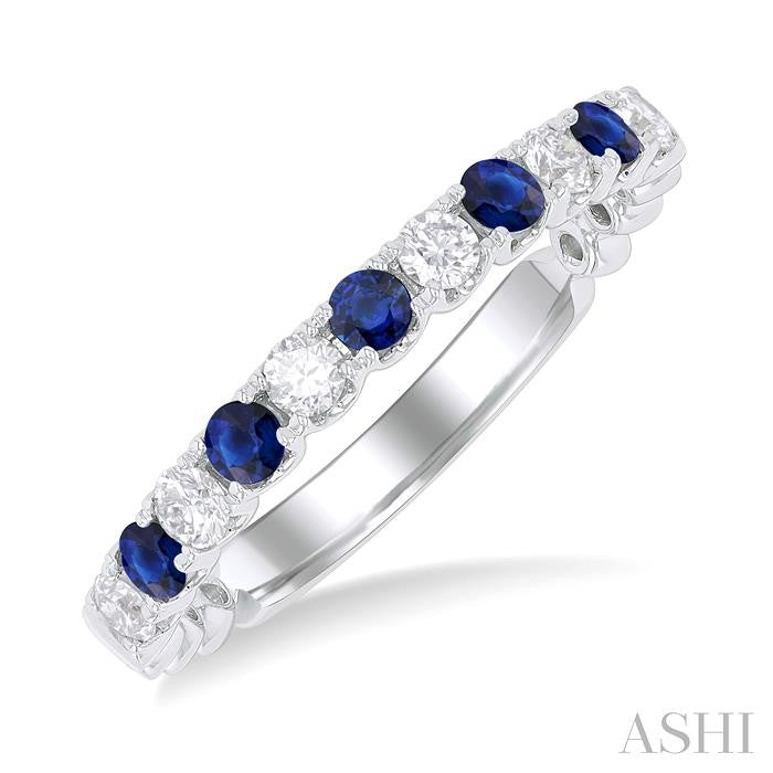 ASHI Alternate Gemstone & Diamond Wedding Band 46656PPFGSPWG