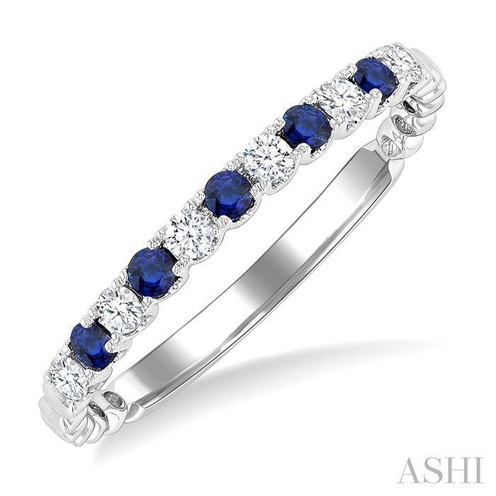 ASHI Alternate Gemstone & Diamond Wedding Band 46658PPFGSPWG
