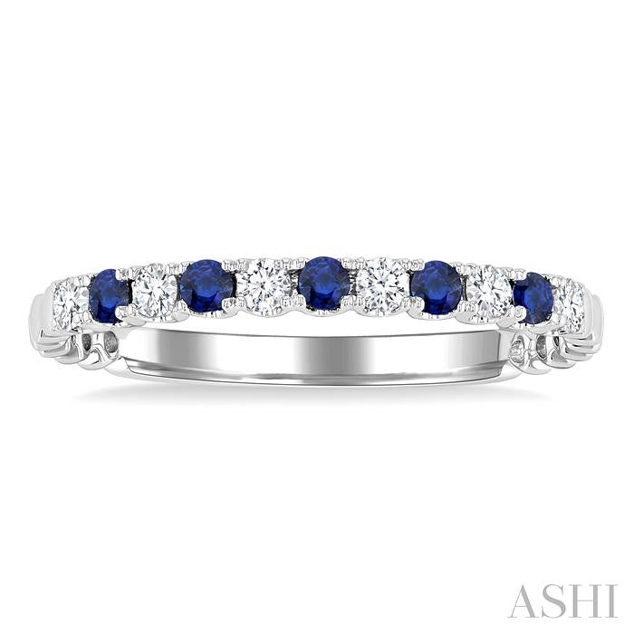 ASHI Alternate Gemstone & Diamond Wedding Band 46658PPFGSPWG