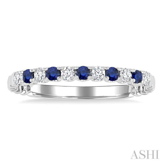 ASHI Alternate Gemstone & Diamond Wedding Band 46658PPFGSPWG