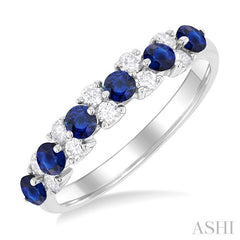 ASHI Alternate Gemstone & Diamond Band 46665PPFGSPWG